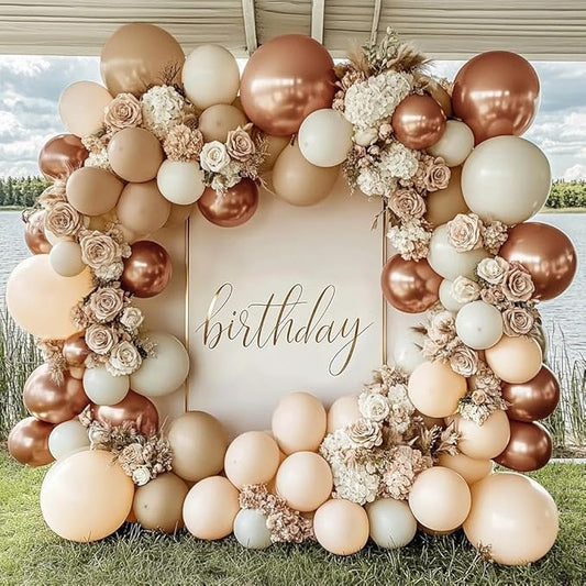 Blush Beige Gold Balloon Arch Kit Double Stuffed White Sand Nude Balloon Garland Neutral Cream Apricot Balloons for Birthday Baby Shower Bridal Shower Boho Wedding Gender Reveal Party Decor
