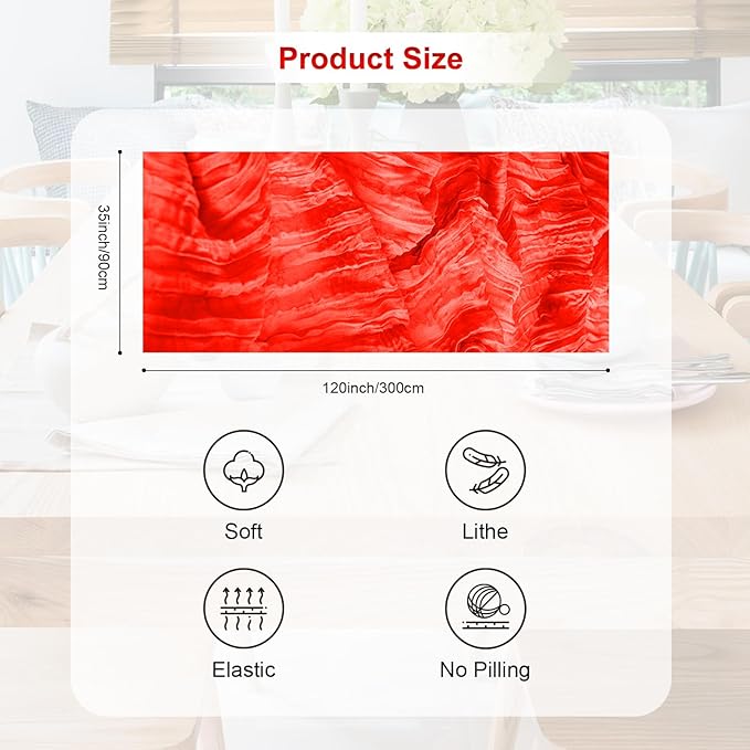 1 Pack Red Cheesecloth Table Runner 35x120 Inch 10Ft Rustic Gauze Cheese Cloth Table Runner Sheer Cheesecloth Table Runners for Wedding Party Bridal Shower Decoration