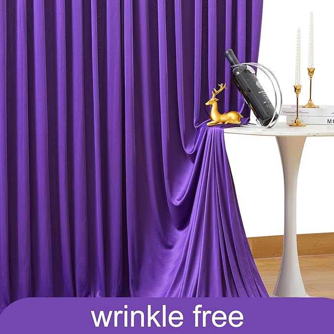 4 Panels Purple Backdrop Curtain for Parties Wedding Wrinkle Free Purple Photo Curtains Backdrop Drapes Fabric Decoration for Birthday Party Photography 20ft(W) x 10ft(H)