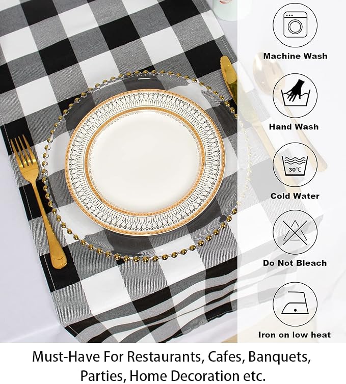 Buffalo Plaid Table Runner 13''x72'' Black and White Check Christmas Table Runner Gingham Runner for Table Family Dinner Outdoor or Indoor Parties Thanksgiving Christmas & Gathering