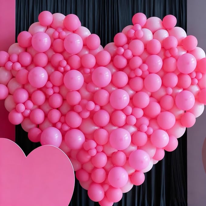 412pcs Pink Balloon Arch Kit 18 12 10 5 Inch Different Sizes pink balloon arch for Valentine's Day Birthday Baby Shower Gender Reveal Wedding Party Decorations