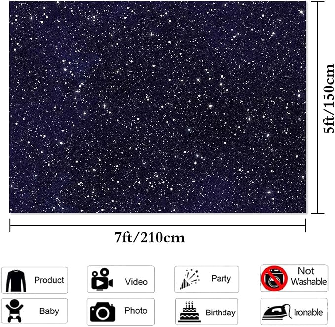 Yongqian Night Sky Star Outer Space Backdrops Universe Space Theme Starry Photography Backdrop Galaxy Stars 7x5ft Children Boy 1st Birthday Party Photo Background Newborn Banner Photo Studio Booth