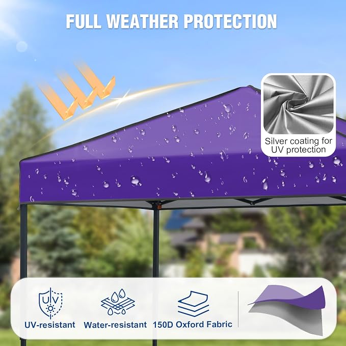 6x4 Pop Up Canopy Tent, Instant Portable Beach Canopy, Outdoor Tent with Carry Bag for Camping, Sports, Tailgating, Events, Purple