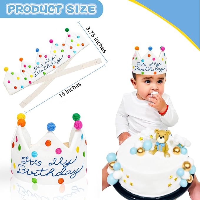 Personalized Hand Embroidered Birthday Hats Unique Happy Birthday Crowns Cute Party Hat for Boy Girl Fit All Ages
