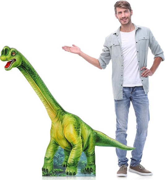 Colingmill 4 ft Life Size Brachiosaurus Dinosaur Cardboard Standup Cutout Jurassic Birthday Party Decoration Photo Prop PVC Cutout Dinosaur Theme Party Photo Prop for Animal Jurassic Theme Supply