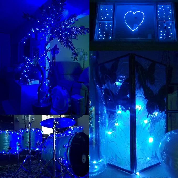 66Ft 200LED Fairy Lights Plug in, Waterproof String Lights Outdoor & Indoor 8 Modes with Timer, Christmas Light Bedroom Decor, Twinkle Light for Girl's Room Garden Christmas Decorations (Blue)