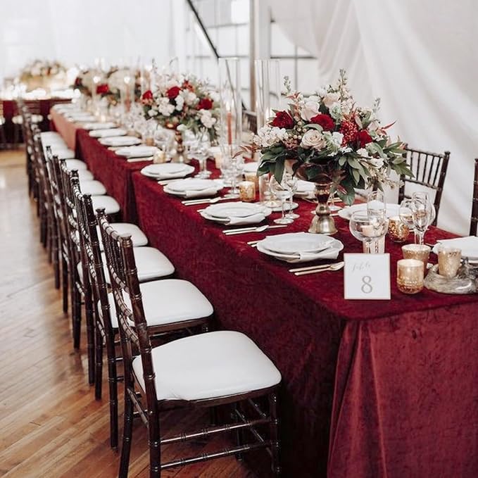 10 Pack 60 x 102 Inch Rectangle Tablecloth, Burgundy Tablecloth for 6 Feet Rectangle Tables, Stain and Wrinkle Resistant Washable Fabric Table Cloth for Wedding Dining Table Buffet Parties Camping