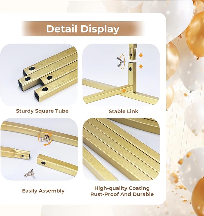 Babenest 6FT 7.2FT Gold Arch Backdrop Metal Stand Set of 2 for Party | Arch Wedding Stand, Balloon Arch Frame Ceremony Birthday Party Bridal Baby Shower Banquet Halloween Decoration