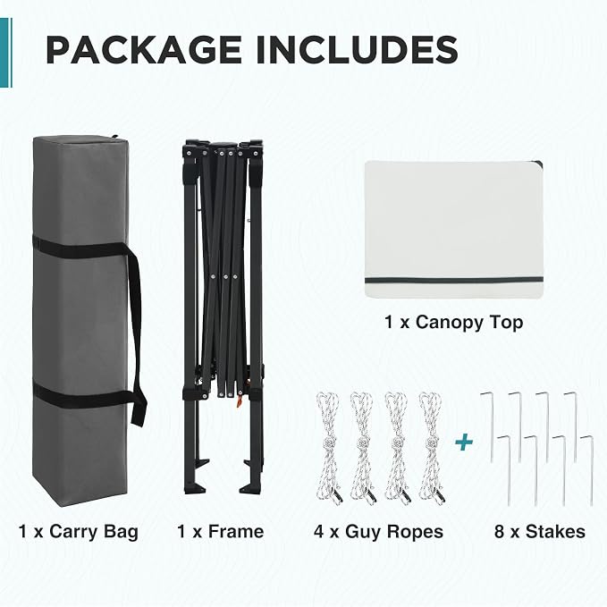 EAGLE PEAK 6x4 Instant Pop Up Canopy Tent, Straight Leg Sun Shelter, Portable Canopy with Carry Bag for Camping, Beach & Sports, White
