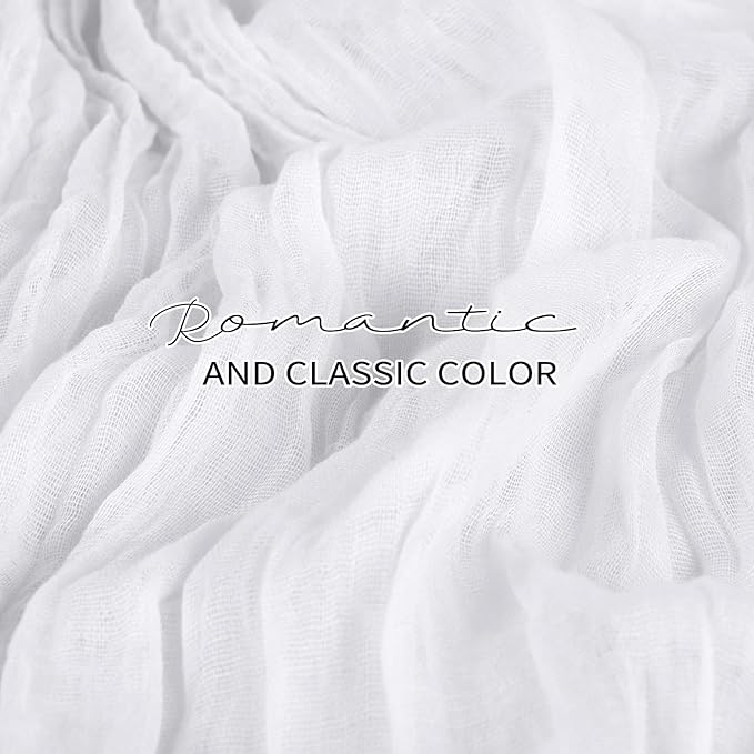 24 Pack Cheesecloth Table Runner 20 x 120 inch Cheese Cloth Table Runner Bulk,Romantic Boho Sheer Gauze Fabric Table Runners for Wedding Reception,Party,Bridal Shower Table Decor(White)