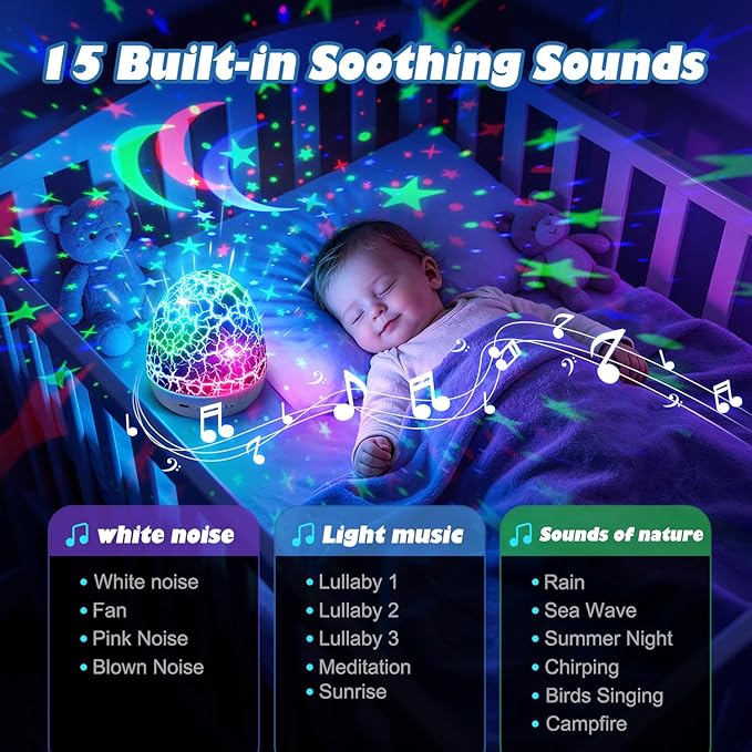 PIKOY Dinosaur Toys for Kids 3-5 Easter Gifts for Kids Toys Night Light Projector Dinosaur Eggs Easter Eggs Night Light for Kids | 15 Sounds & 3D Films | 31Colors & Remote Control | Easter Toys