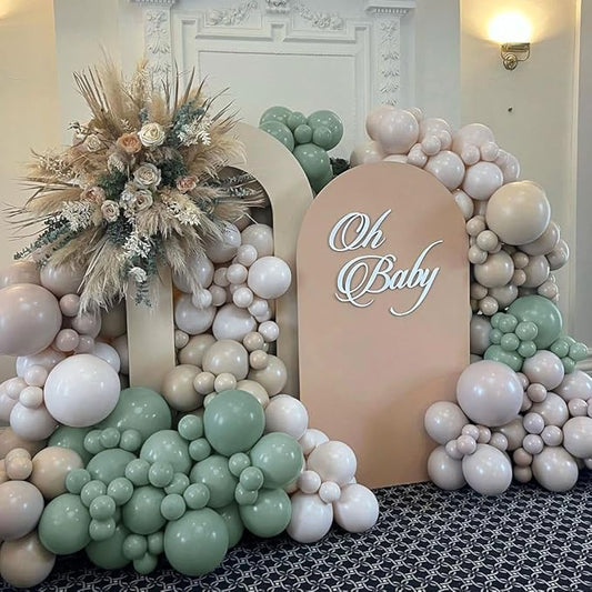 Dusty Green Sand White Tan Balloon Garland Double Stuffed Olive Green Balloon Different Size Retro Mint Green Balloon Arch Kit for Birthday Wedding Baby Shower Bridal Shower Engagement Party Decor