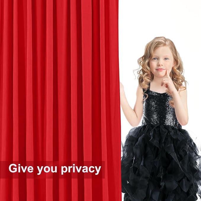 6 Panels Red Backdrop Curtains for Wedding Party Wrinkle Free Backdrops Curtain Drapes Fabric Decorations Photo Back Drop Cloth for Baby Shower Photography Stage Reception 30ft(W) x 12ft(H)