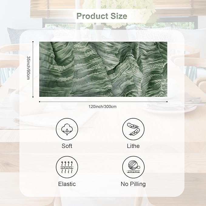 20 Pack Sage Green Cheesecloth Table Runner 35x120 Inch 10Ft Rustic Gauze Cheese Cloth Table Runner Sheer Cheesecloth Table Runners for Wedding Party Bridal Shower Decoration