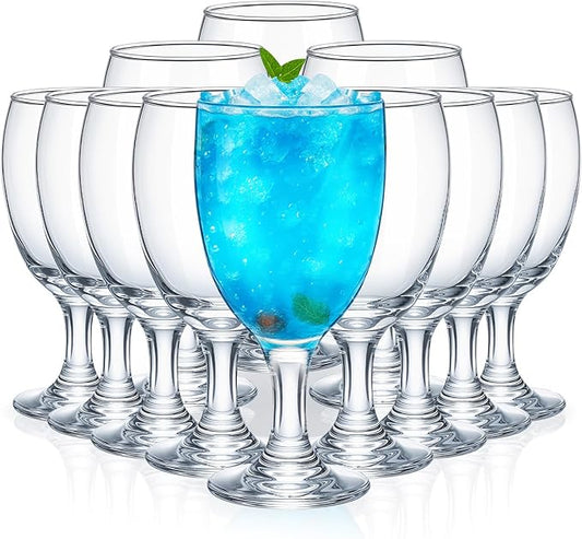 Patelai Set of 12 Water Goblet, 16 oz Clear Drinking Glasses Bulk Dishwasher Safe, Stemmed Water Glass for Juice Wine Beer Tea Sangria Cold Beverages, Reusable Glassware for Home Party Restaurant