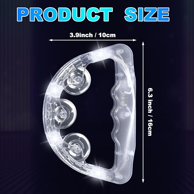 Yunsailing 24 Pack LED Light up Tambourines Musical Flashing Tambourine Toys Handheld Percussion Instrument Glow in The Dark Party Supplies for Teenagers Adults Wedding Party Favors (White)