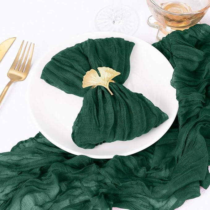DeZerlor 50 Pack Emerald Green Cheesecloth Napkins Spring Cloth Napkins Set of 50 Dinner Napkins Bulk 21x21 Inches for Wedding Bridal Shower Baby Shower Parties