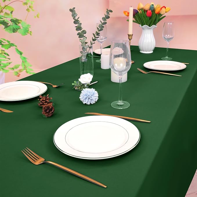 12 Pack Hunter Green Tablecloth 60x126 Inch Rectangular Table Cover | Wrinkle Resistant, Machine Washable Reusable, Wedding, Banquet, Restaurant, Party, Baby Shower,Indoor Outdoor Events