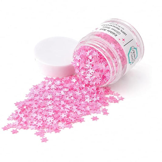 Dye-Free Edible Glitter Stars - Vegan, Gluten-Free & Non-Toxic | Perfect for Cakes, Cupcakes, Drinks & Desserts by Simply Sucré (Pink, 2 Grams (Pack of 2))