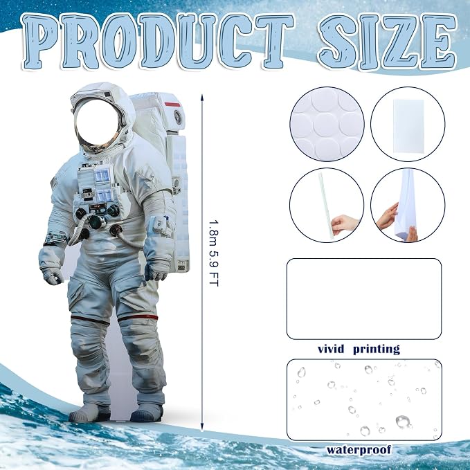 Amyhill 6 ft Astronaut Cardboard Cutout Stand-up Life Size Space Astronaut Theme Party Decoration Backdrop Photo Prop Stand up for Space Theme Birthday Baby Shower Party Supplies