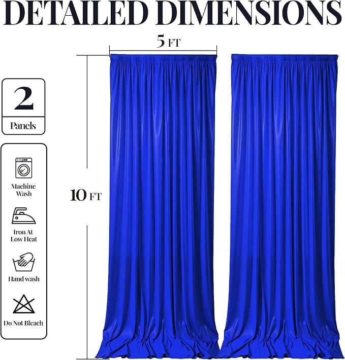10x10 ft Royal Blue Glitter Backdrop Curtain for Parties, Wrinkle Free Glitter Photo Backdrop Drapes 2 Panels 5x10FT Shimmer Back Drop Cloth for Wedding Birthday Christmas Photography Background Decor