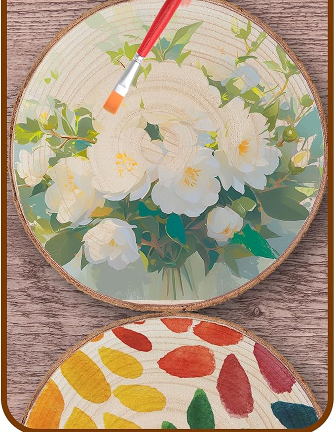 Set of (10) 11-12 Inches Large Wood Slices, Wood Centerpieces for Tables, Wood Slices for Centerpieces, Unfinished Wood Rounds for Wedding, Baby Shower, Party, Natural Paulownia Wooden Slabs