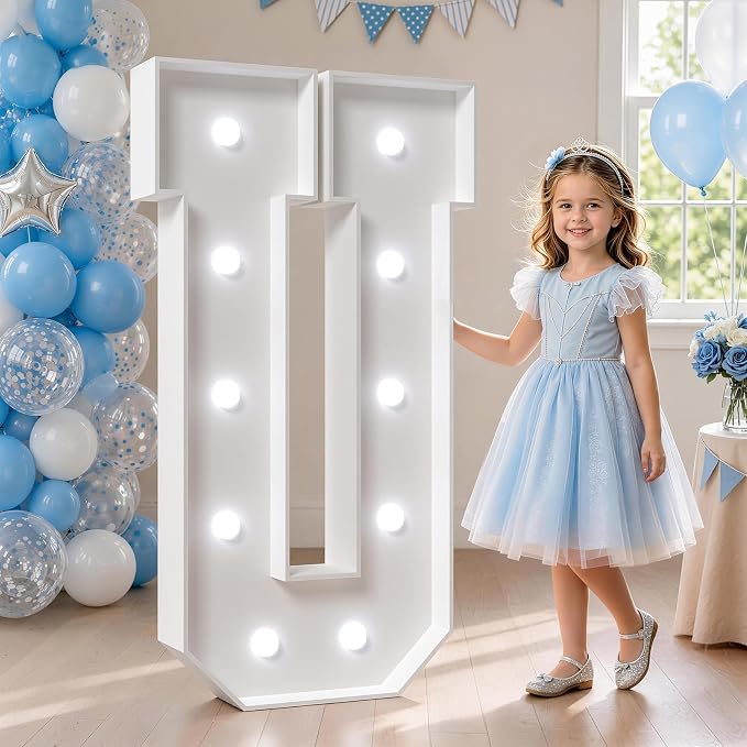 Marquee Letters - 4FT Cool Light U Letters for Birthday, Anniversary, Wedding Parties - DIY Kit 25pcs Accessory Set