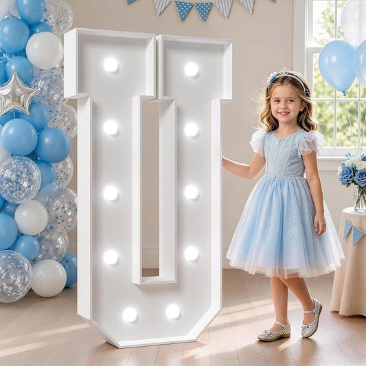 Marquee Letters - 4FT Cool Light U Letters for Birthday, Anniversary, Wedding Parties - DIY Kit 25pcs Accessory Set