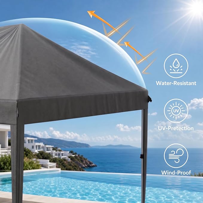 10x20 Pop Up Canopy Without Sidewalls, Instant Tent with Carry Bag, Sandbags, Height Adjustable Waterproof Outdoor Canopy, Outdoor Canopy for Events, Camping, Parties (Grey)