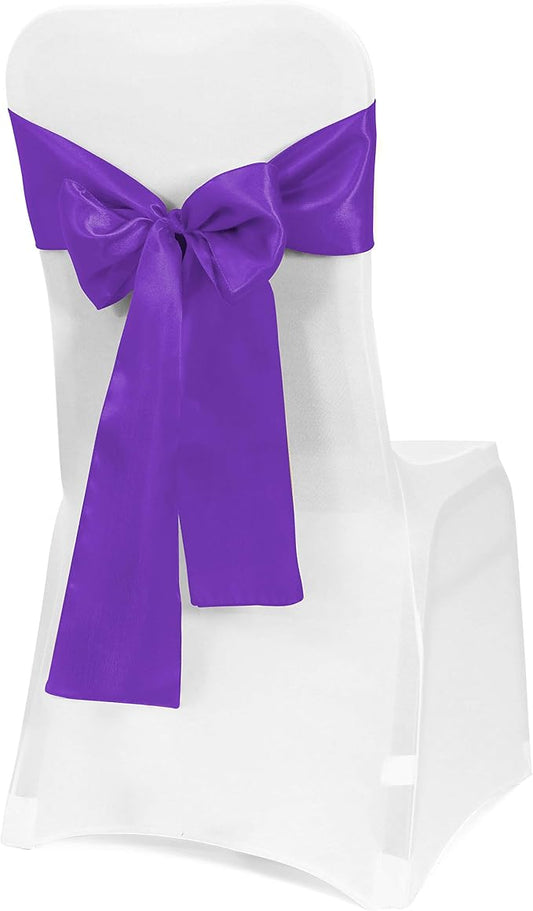 Obstal 10 PCS Satin Chair Sashes Bows for Wedding Reception- Universal Chair Cover Back Tie Supplies for Banquet, Party, Hotel Event Decorations