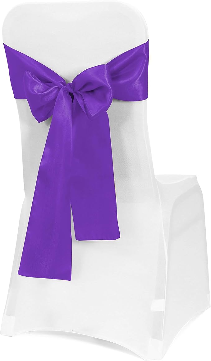 Obstal 50 PCS Satin Chair Sashes Bows for Wedding Reception- Universal Chair Cover Back Tie Supplies for Banquet, Party, Hotel Event Decorations