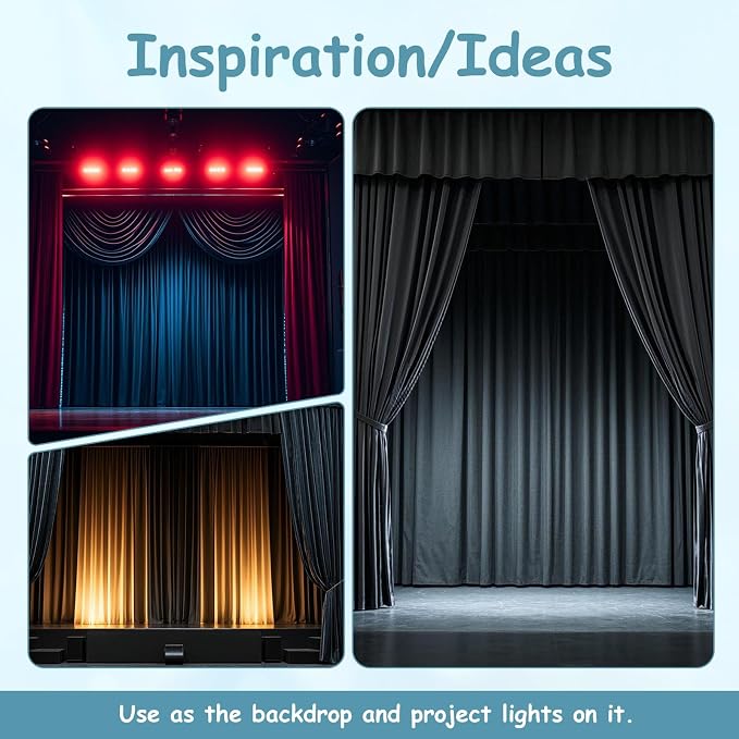 Extra Wide Two Layers One Piece Trade Show Booth Backdrop, Black, 25x10ft | Chiffon Tulle & Polyester, Extra Wide Blackout Curtains, Theatrical Backdrops