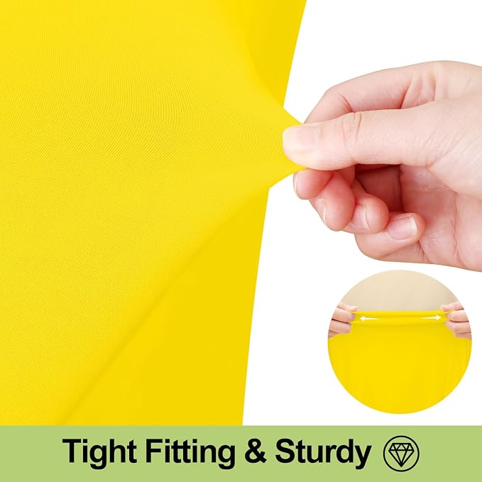 Smiry Spandex Tablecloth, Elastic Fitted Stretch Tablecloth for 6FT Rectangle Tables, Waterproof Washable Table Cover Skirt for Outdoor, Wedding, Banquet & Parties (Yellow, 72Lx30Wx30H Inch)