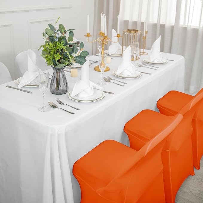 12 PCS Waterproof Stretch Spandex Folding Chair Covers, Dining Room Chair Slipcovers Protector for Wedding, Banquet, Party, Holidays, Celebration and Decoration（Orange）