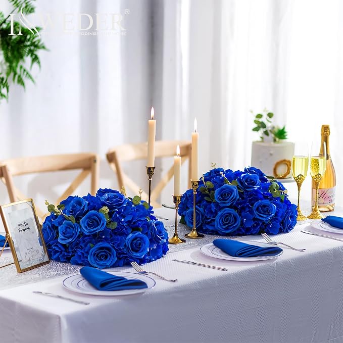 Blue Flowers Balls for Centerpieces: 10 PCS 15.7" Diam Flower Centerpieces for Tables in Wedding Reception Decorations Arrangement for Party Celebration Planners