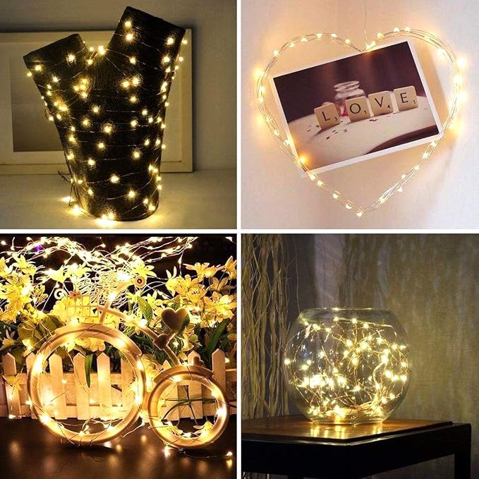 10 Pack Fairy Lights with Timer,10 ft 30 LED String Lights 8 Modes Fairy Lights Battery Operated Waterproof for DIY Wedding Party Bedroom Mason Jars Christmas Decorations (Warm White)