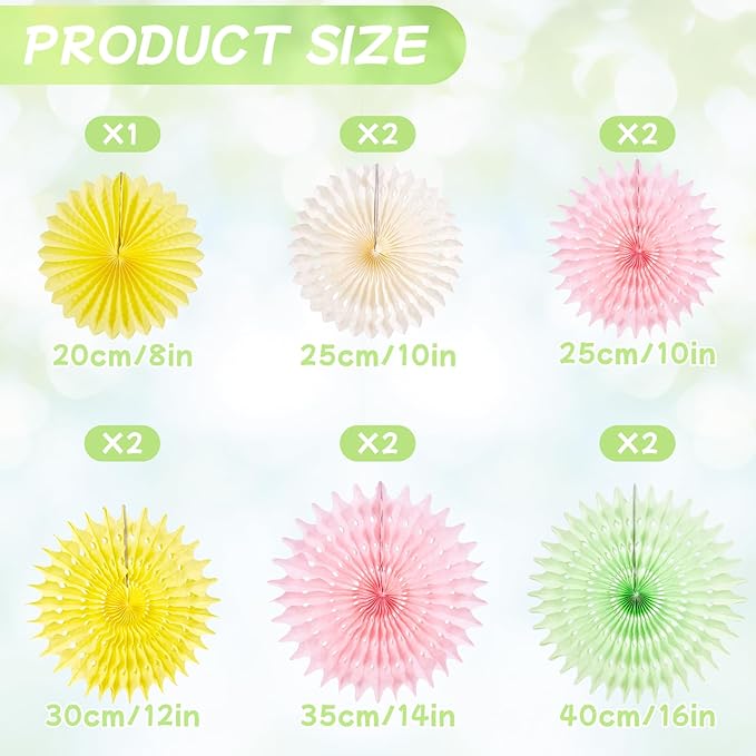 Paper Jazz 11pcs Pastel Paper Fans, Soft Colorful Party Decorations for Spring, Fairy, Tea Party, Birthday Hanging Paper Flowers for Wedding, Baby Shower, Garden Decor