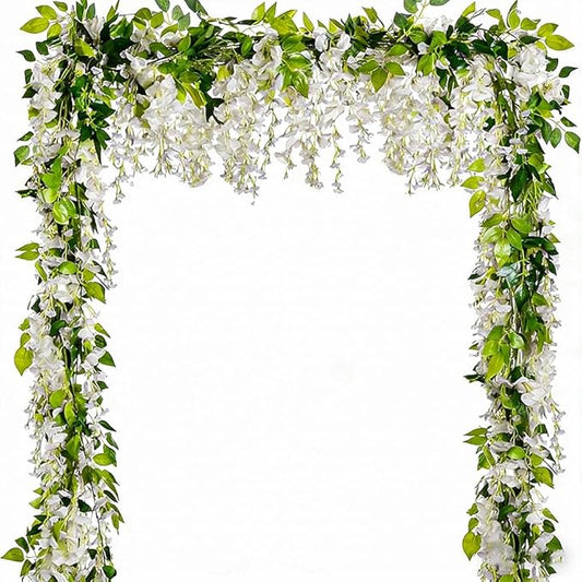 5 Pcs Wisteria Garland Artificial Flower Arch Floral Garland Decor Fake Hanging Flowers for Wedding Arch