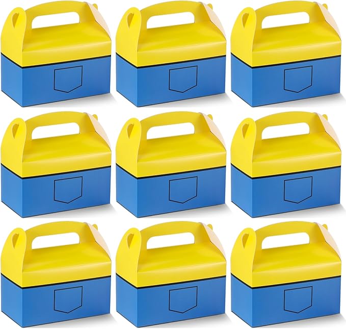 Marspark 24 Pack Yellow Cartoon Birthday Party Supplies, Paper Gift Boxes, Cartoon Candy Boxes for Birthday Party Decorations(Yellow Pattern)