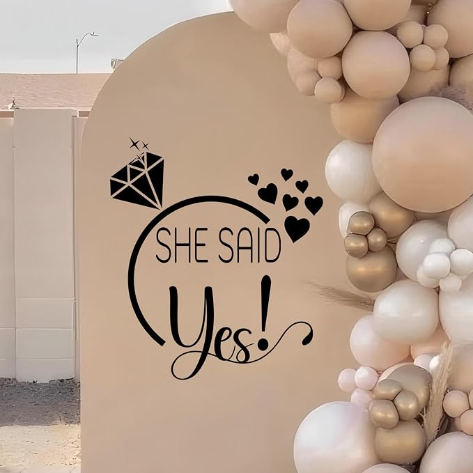 She Said Yes Engagement Party Decorations, Diamond Ring Design Decal Sign, Balloon Arch Backdrop Sticker (Black（Said yes）)