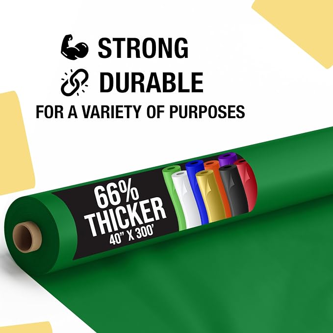 Party Solids 66% Thicker Premium Emerald Green Plastic Table Cover Roll 40" X 300' Table Cloth Plastic Cover Roll Quality Thick Banquet Rolls Disposable Tablecloth Rolls Strong American Based Company