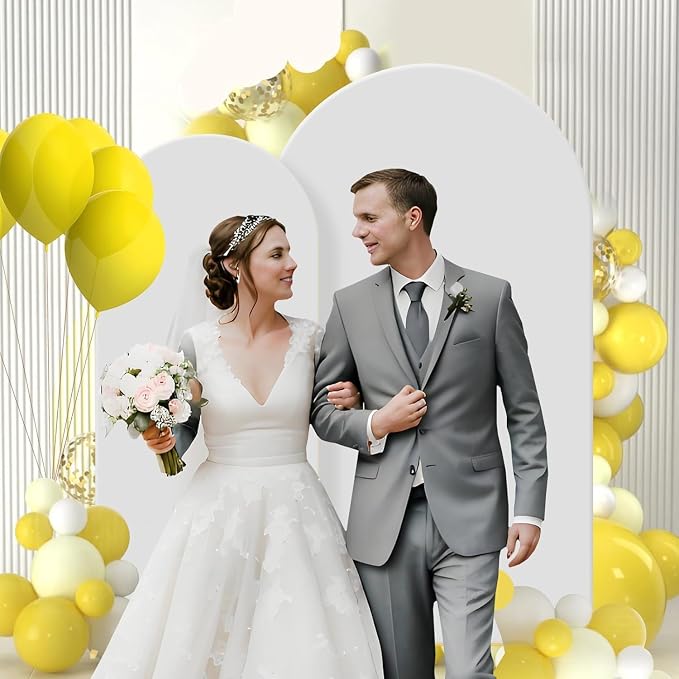 Gawicpy Wedding Arch Backdrop Stand Set Metal Arch Backdrop Stand with Wedding Arch Cover, Wedding Balloon Arch Backdrop Stand for Birthday, Baby Shower, Anniversary (Red, 5.9FT+7.2FT)
