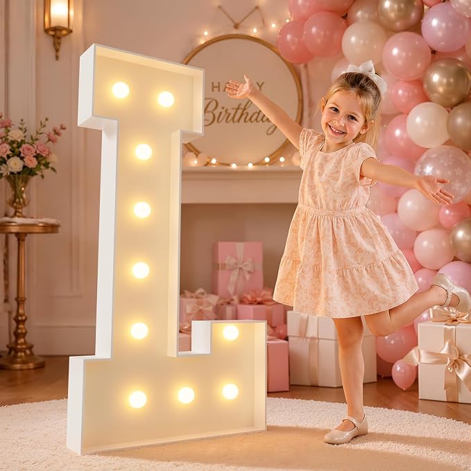 imprsv 4FT Marquee Light Up Letters for Birthday Party Decorations Large Marquee Letters for Wedding Event Bridal Shower Engagement Anniversarty Party Decor,Letter L