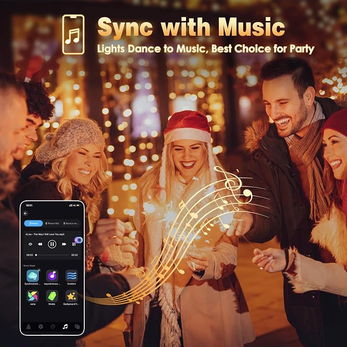 Smart Color Changing Fall Lights String 66 FT 200 LED Orange App Remote | Fall Decor, Orange Purple Halloween Lights,Music Syn, Multicolor and Modes, Custom Timer Settings, Indoor Outdoor Waterproof
