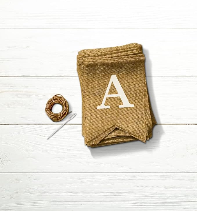 Custom Banner Kit with Holiday Banners and Picture Flags, 109 Imitation Burlap Flags, Includes 95 Printed Letters, Numbers & Symbols, DIY, String & Needle