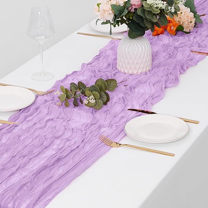 15 Pack Lavender Cheesecloth Table Runner 17 x 108 inch Cheese Cloth Table Runners 9ft Lavender Table Runner Rustic Romantic Sheer Gauze Runner for Wedding Party Baby Shower Table Decoration