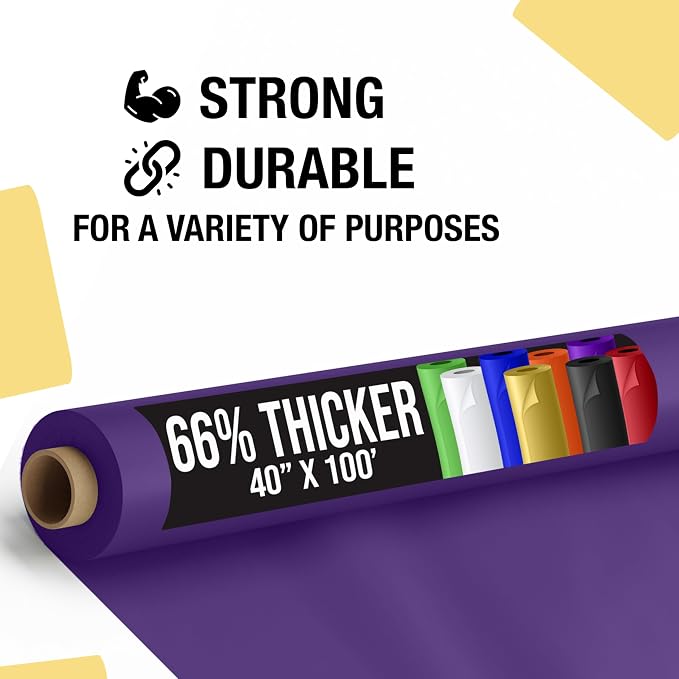 Party Solids 66% Thicker Premium Purple Plastic Table Cover Roll 40" X 100' Table Cloth Plastic Cover Roll Quality Thick Banquet Rolls Disposable Tablecloth Rolls Strong American Based Company
