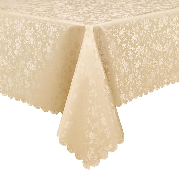 Smiry Rectangle Table Cloth, Waterproof Heavy Duty Vinyl Tablecloths, Wipeable Washable Table Cover for Kitchen and Dining Room (Champagne, 52" X 70")