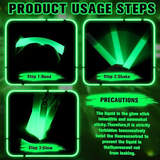 Sotiff 300 Pcs Bright 6 Inch Large Glow Sticks Bulk Emergency Glow in The Dark Sticks with 12 Hour Duration for Camping Hiking Outdoor Parties Activities Survival Storms (Green)