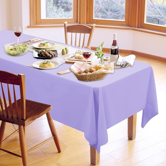 12 Pack Lavender Tablecloths for Rectangle Tables 60 x 102 Inch Polyester Tablecloth 6 Foot Rectangle Table Cloth Wrinkle Resistant Washable Fabric Table Cover for Party Wedding Banquet Events
